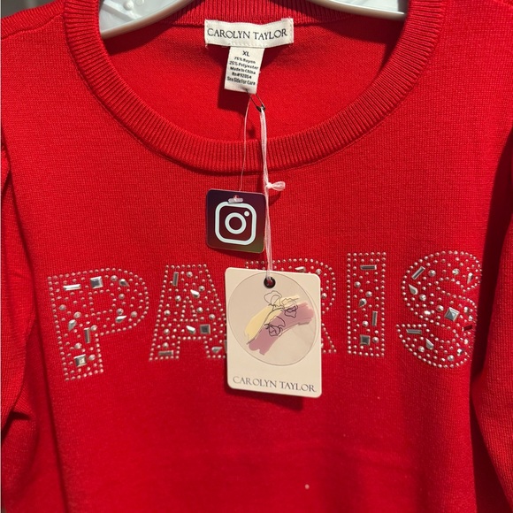 Carolyn Taylor Paris-embellished sweatshirt with short puff sleeves. New L Xl - Picture 3 of 6